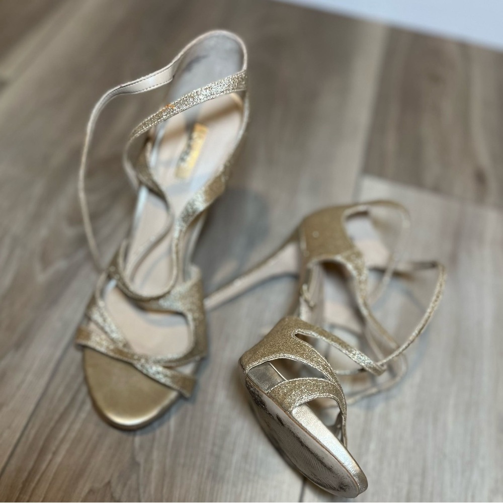 Gold glitter GUESS heels